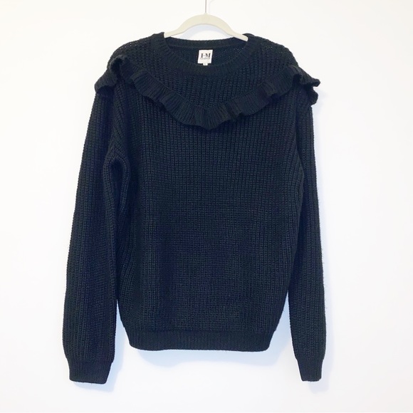 Hilary MacMillan Black Sweater With Ruffle NWT - Picture 1 of 6